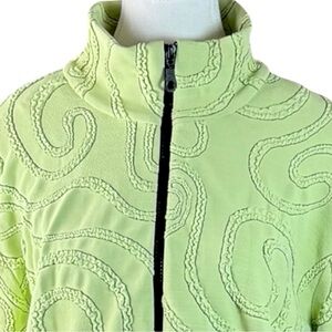 Andria Lieu Vintage Y2K Lime Green Zip Jacket Womens XXL Textured Knit USA Retro